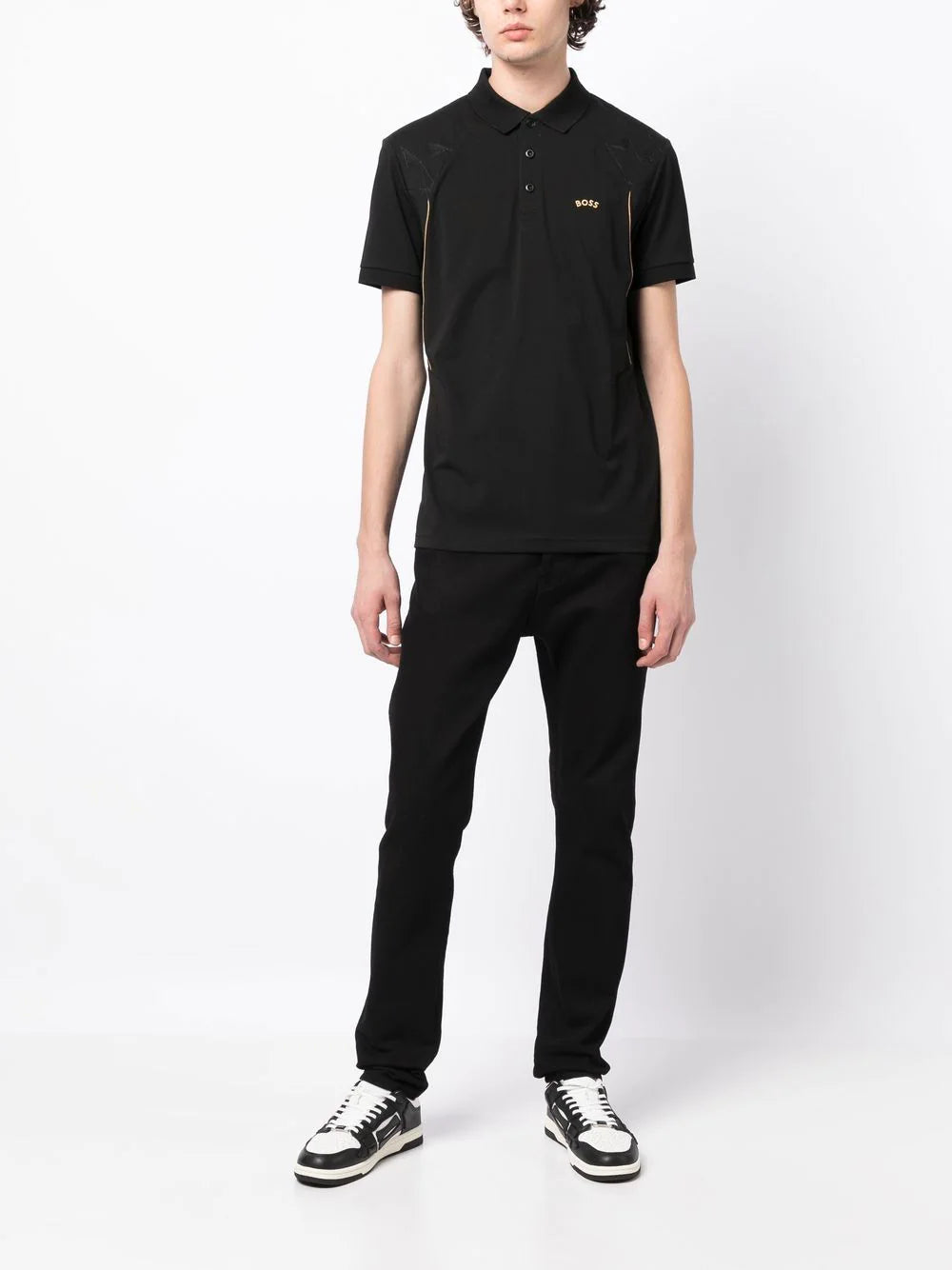 BOSS Logo-print Polo Shirt Black - MAISONDEFASHION.COM