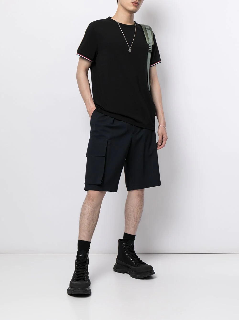 MONCLER Logo Patch Embroidered T-Shirt Black - MAISONDEFASHION.COM