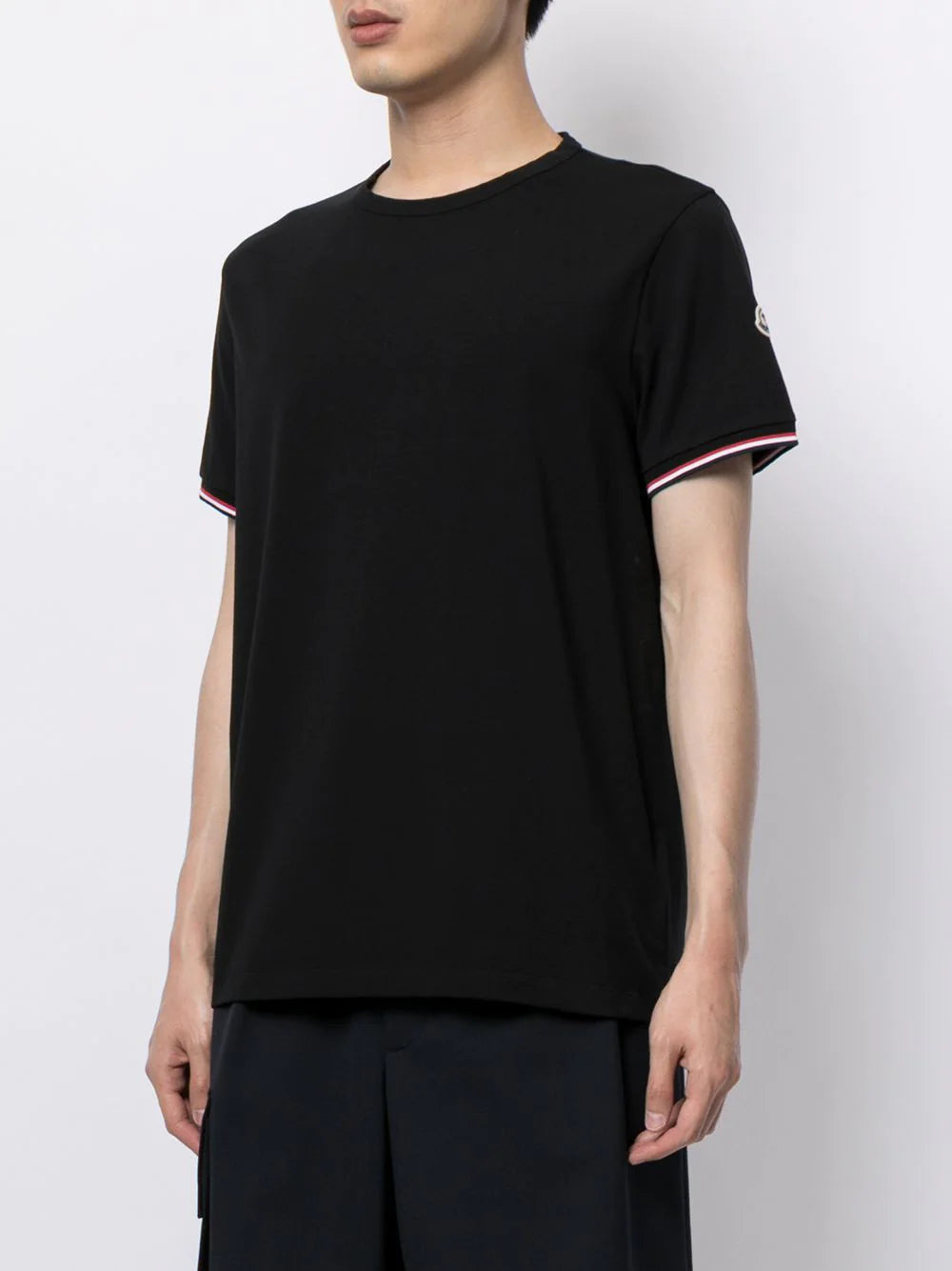 MONCLER Logo Patch Embroidered T-Shirt Black - MAISONDEFASHION.COM