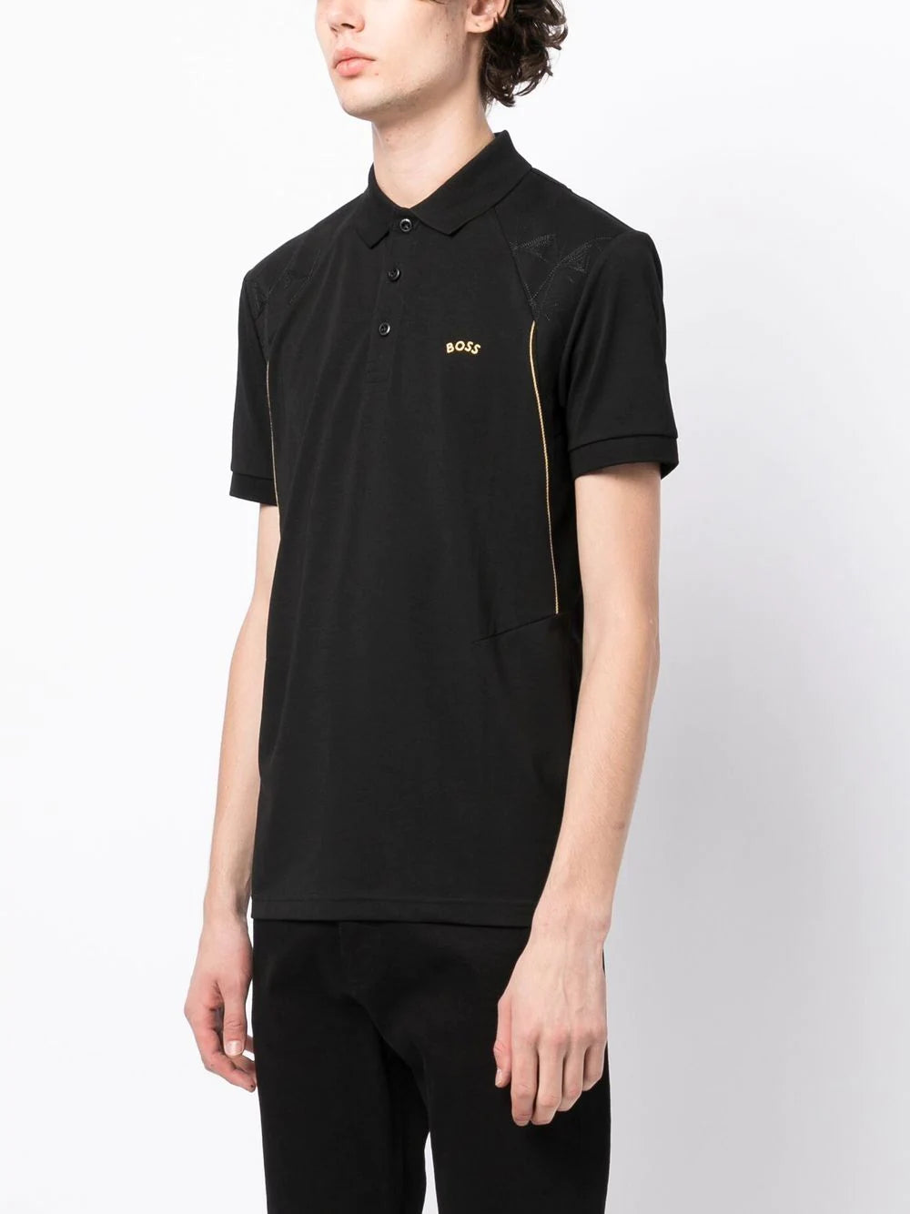 BOSS Logo-print Polo Shirt Black - MAISONDEFASHION.COM