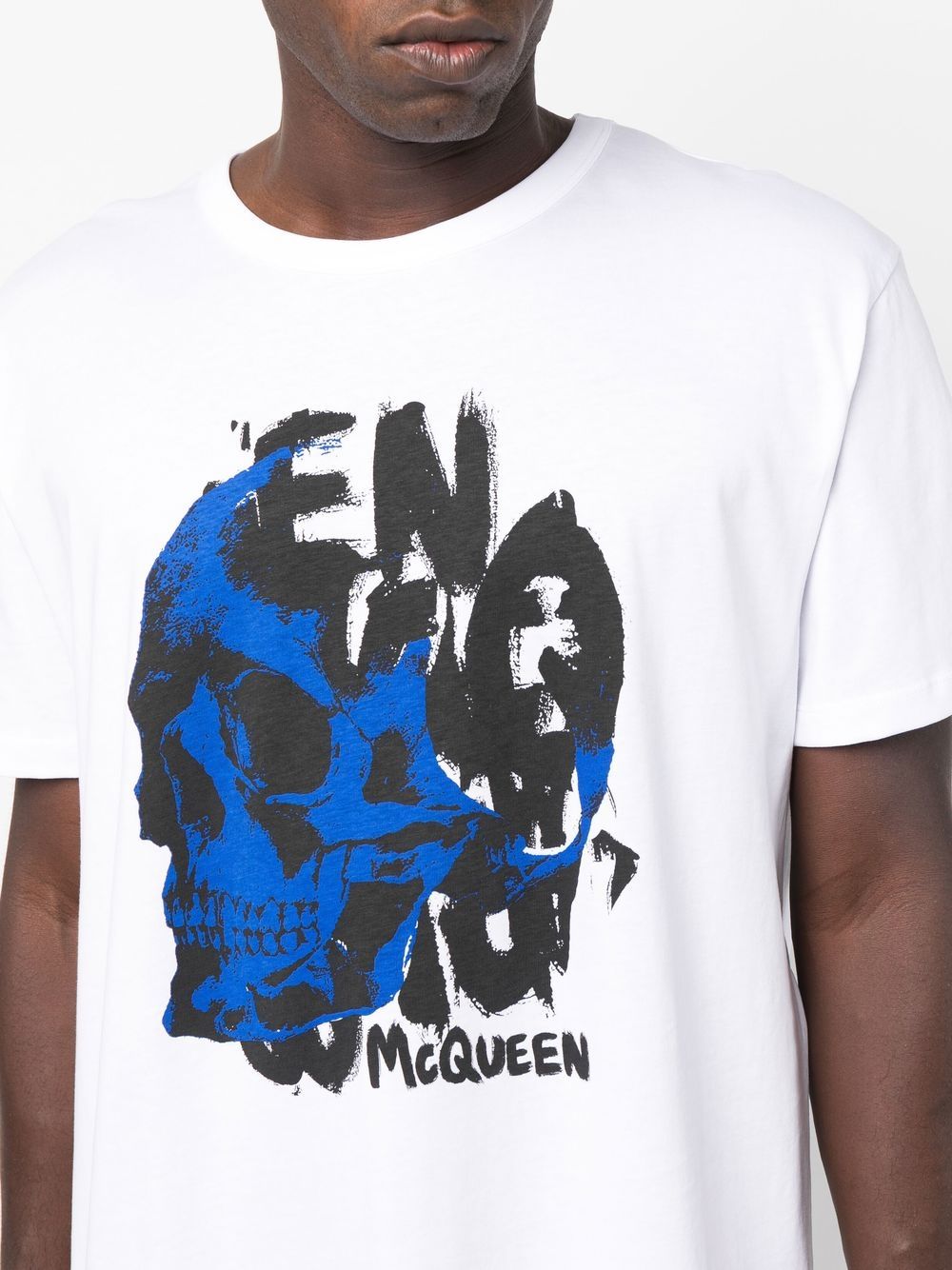 ALEXANDER MCQUEEN Skull Graphic Print T-shirt White - MAISONDEFASHION.COM