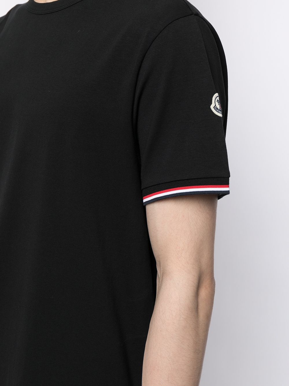 MONCLER Logo Patch Embroidered T-Shirt Black - MAISONDEFASHION.COM