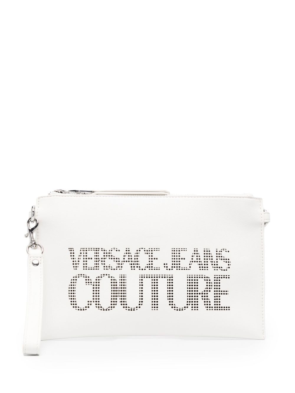 VERSACE JEANS COUTURE Perforated-logo clutch bag White