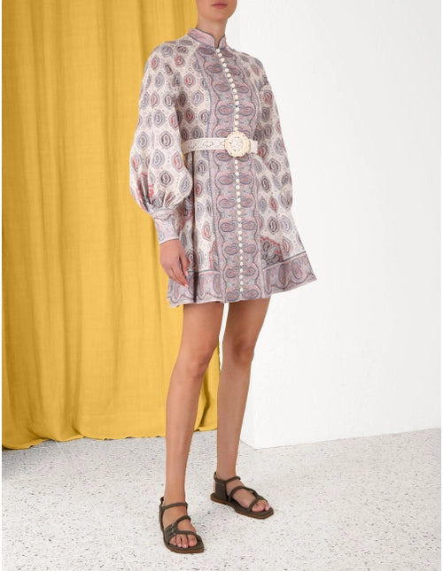 ZIMMERMANN Vitali Button Up Mini Dress Ivory Paisley - MAISONDEFASHION.COM