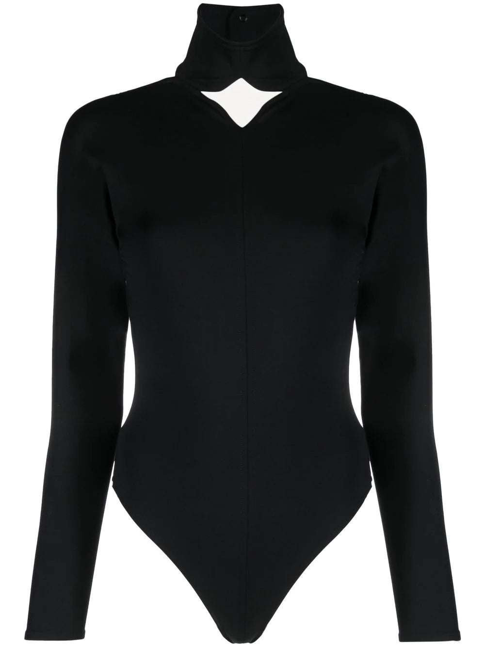 COURRÉGES WOMEN Diamond Neck Bodysuit Black - MAISONDEFASHION.COM