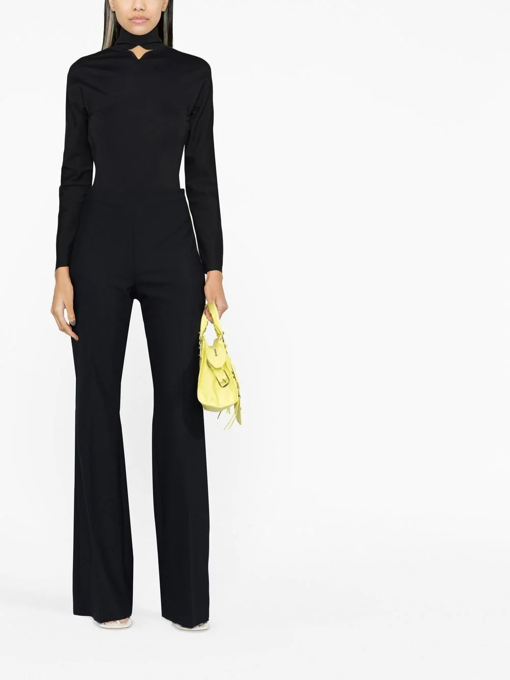 COURRÉGES WOMEN Diamond Neck Bodysuit Black - MAISONDEFASHION.COM