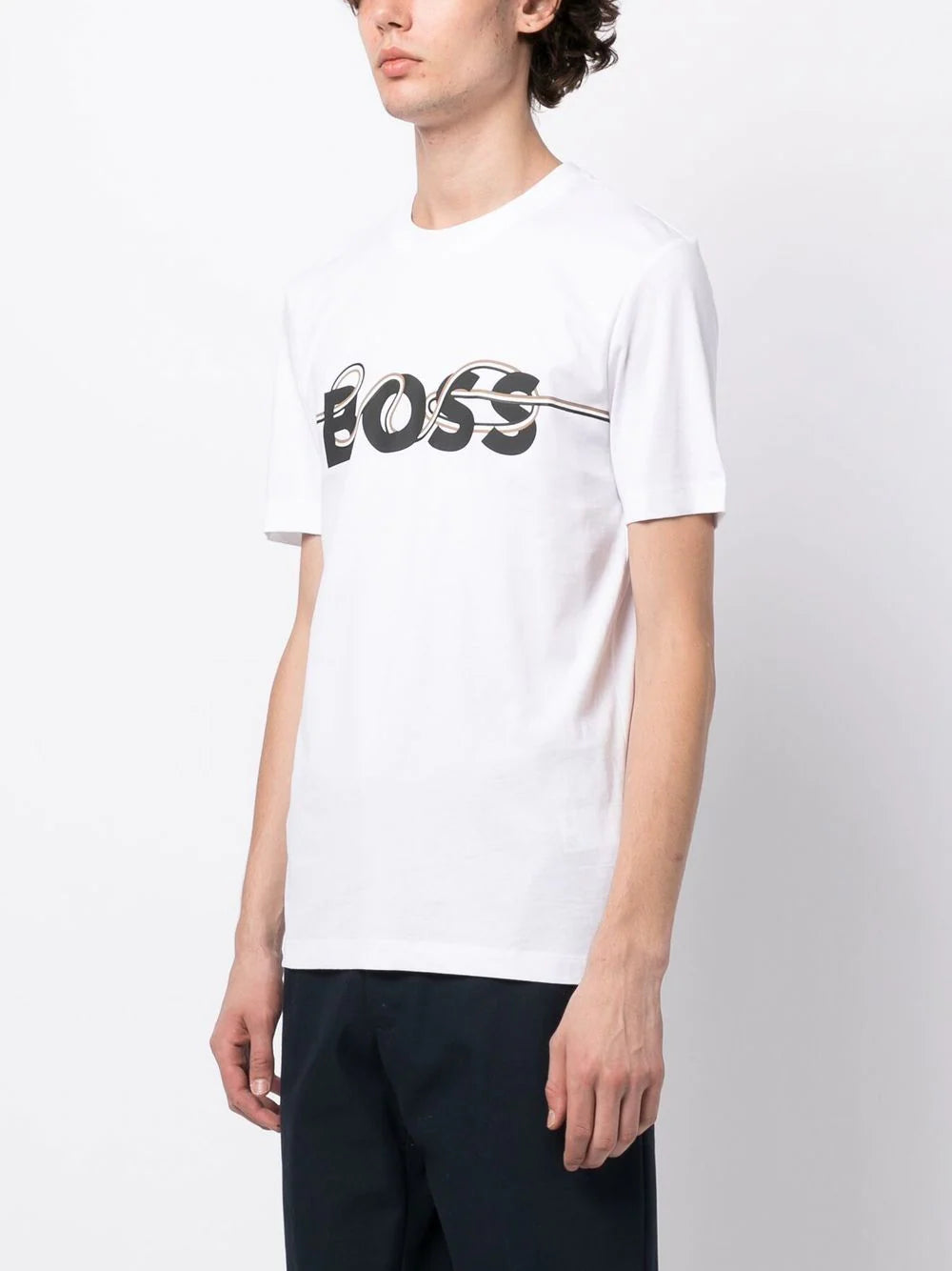 BOSS Logo-print Short-sleeve T-shirt White - MAISONDEFASHION.COM