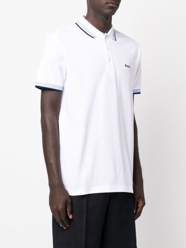 BOSS Embroidered-logo Detail Polo Shirt Natural - MAISONDEFASHION.COM