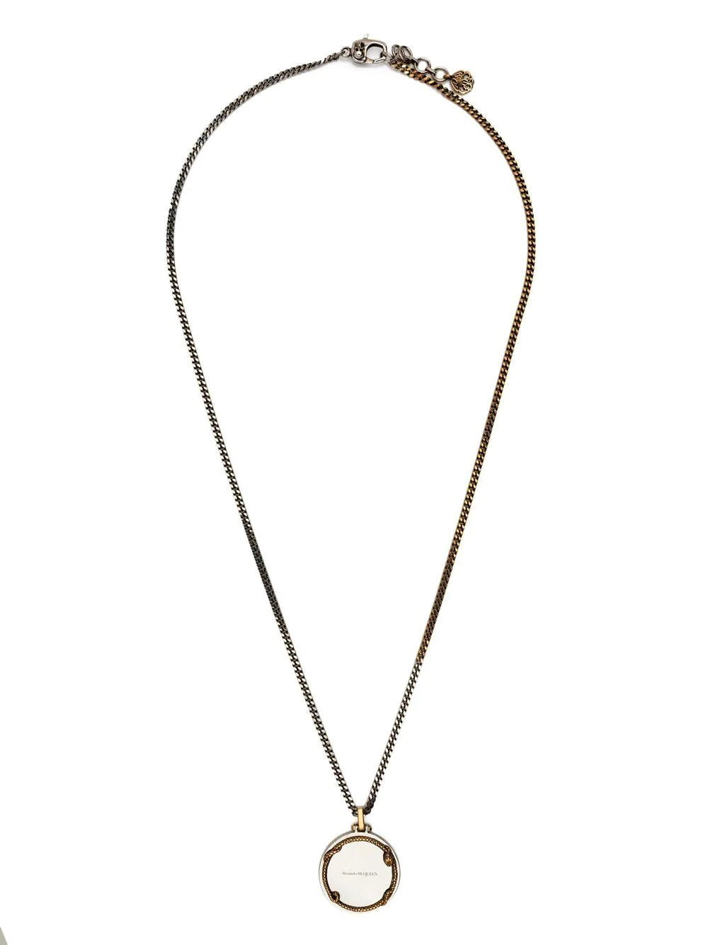 ALEXANDER MCQUEEN Engraved-logo Pendant Necklace Silver/Gold - MAISONDEFASHION.COM