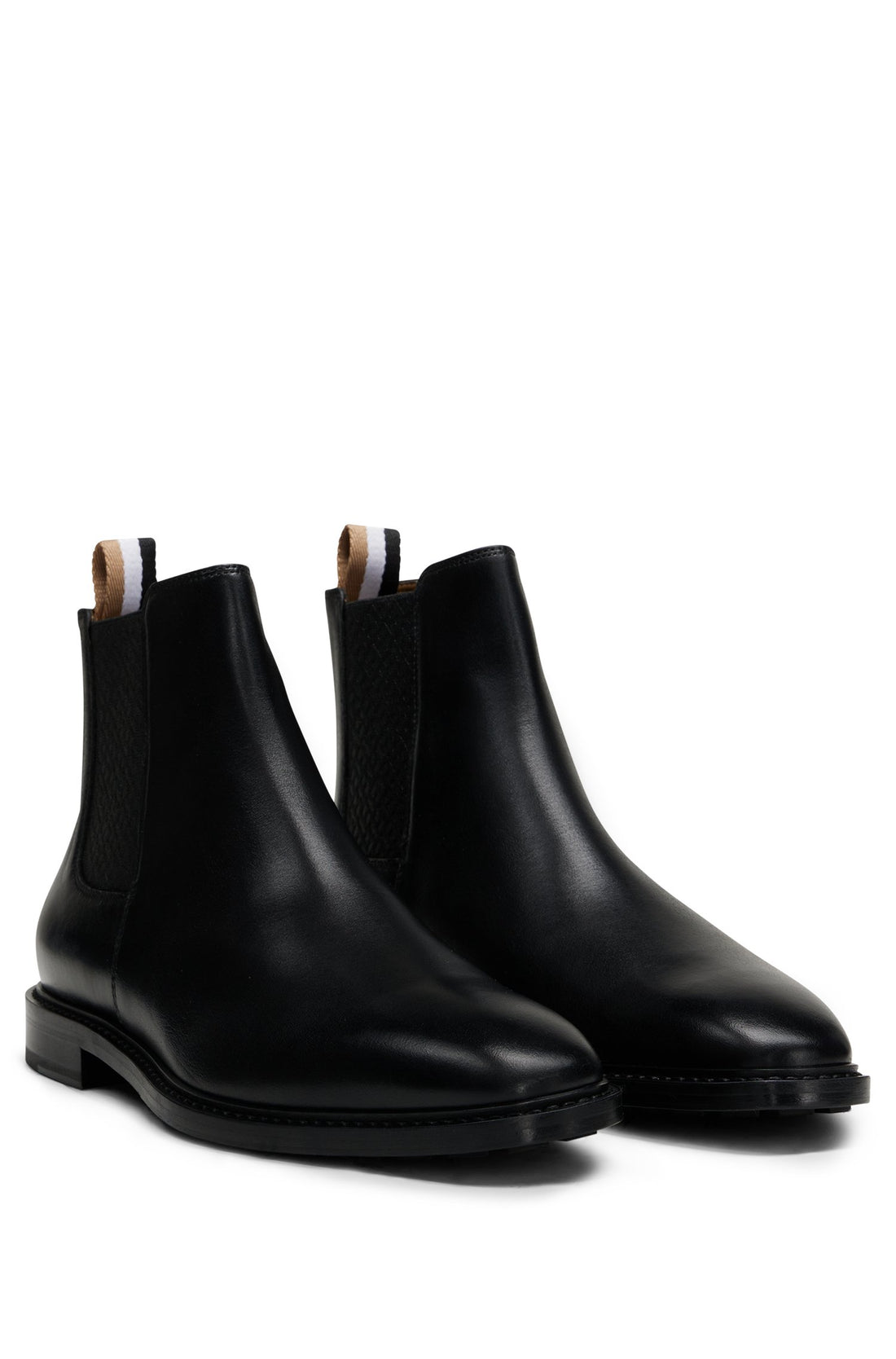 BOSS Leather Chelsea Boots Black - MAISONDEFASHION.COM