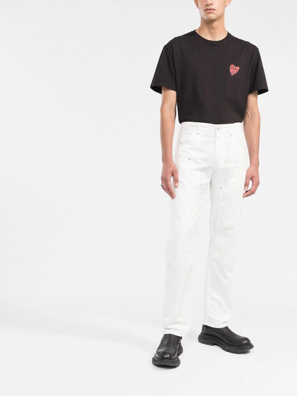 ALEXANDER MCQUEEN Heart Patch T-shirt Black - MAISONDEFASHION.COM