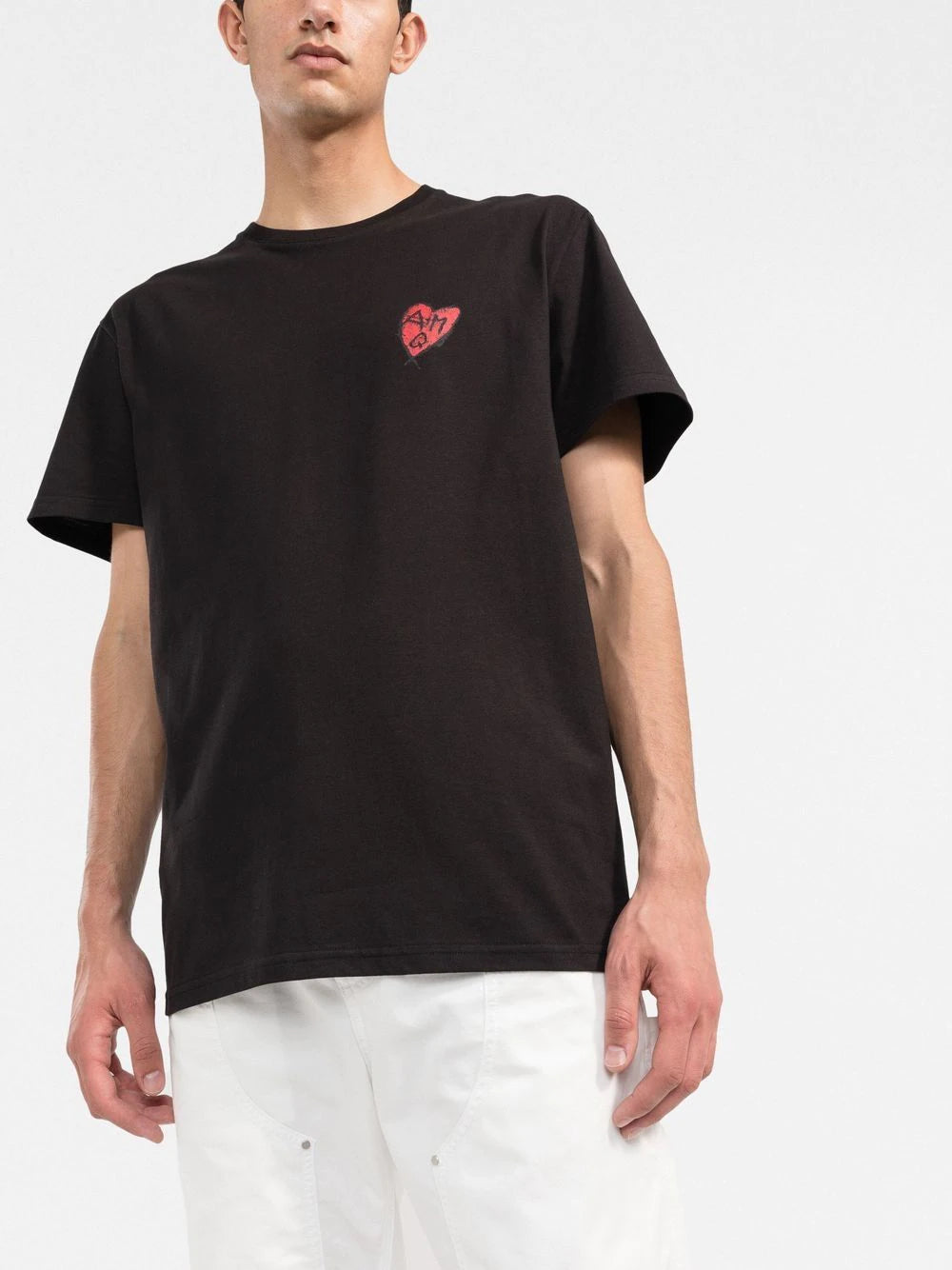 ALEXANDER MCQUEEN Heart Patch T-shirt Black - MAISONDEFASHION.COM