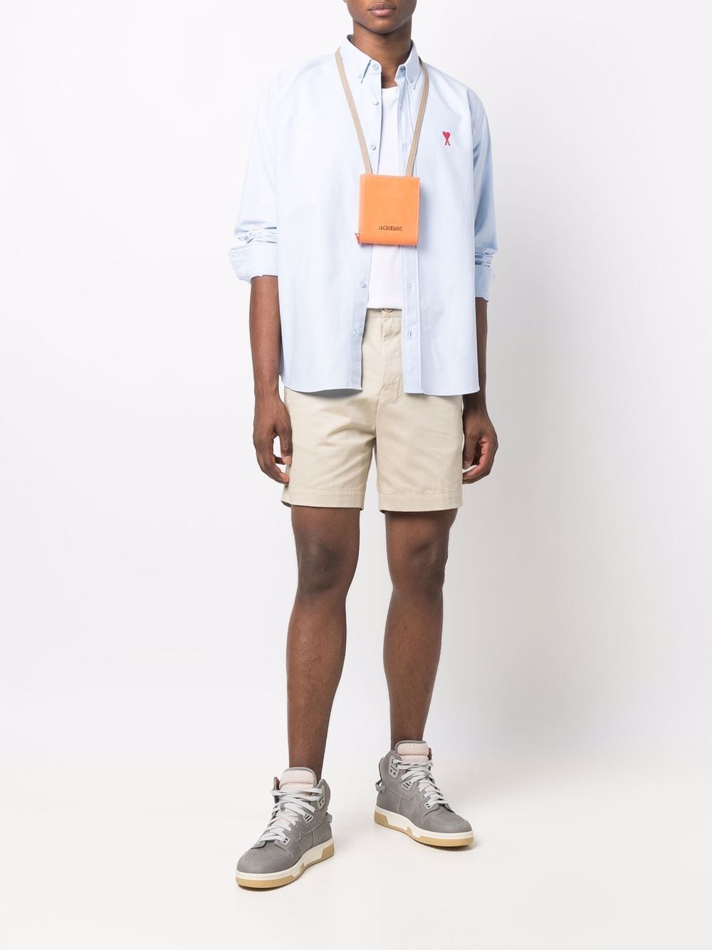 AMI PARIS Chino Short Pants Beige - MAISONDEFASHION.COM