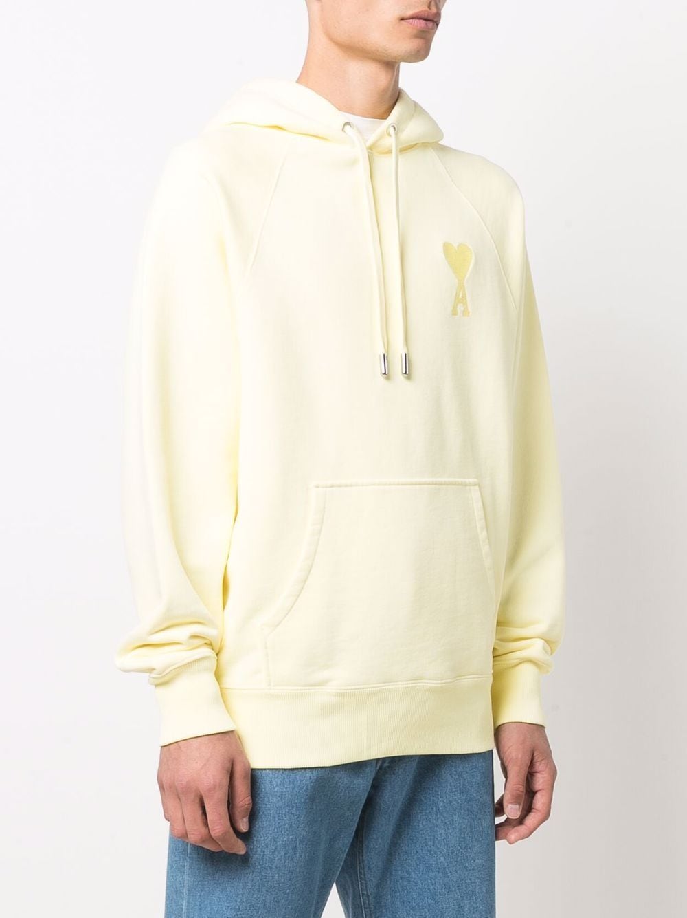 AMI De Coeur Hoodie Pale Yellow - MAISONDEFASHION.COM