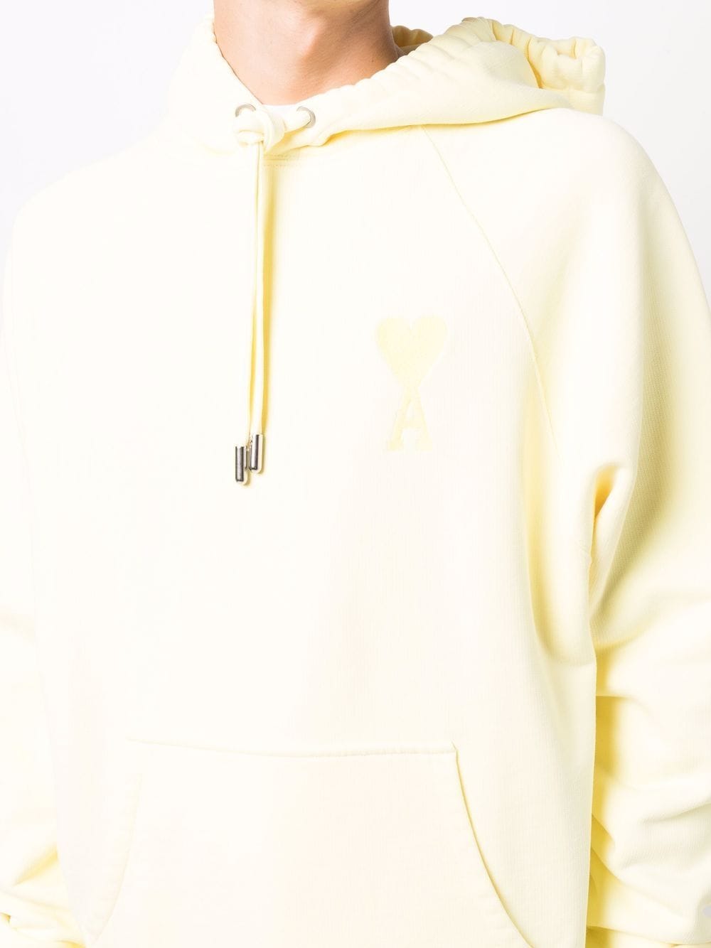 AMI De Coeur Hoodie Pale Yellow - MAISONDEFASHION.COM