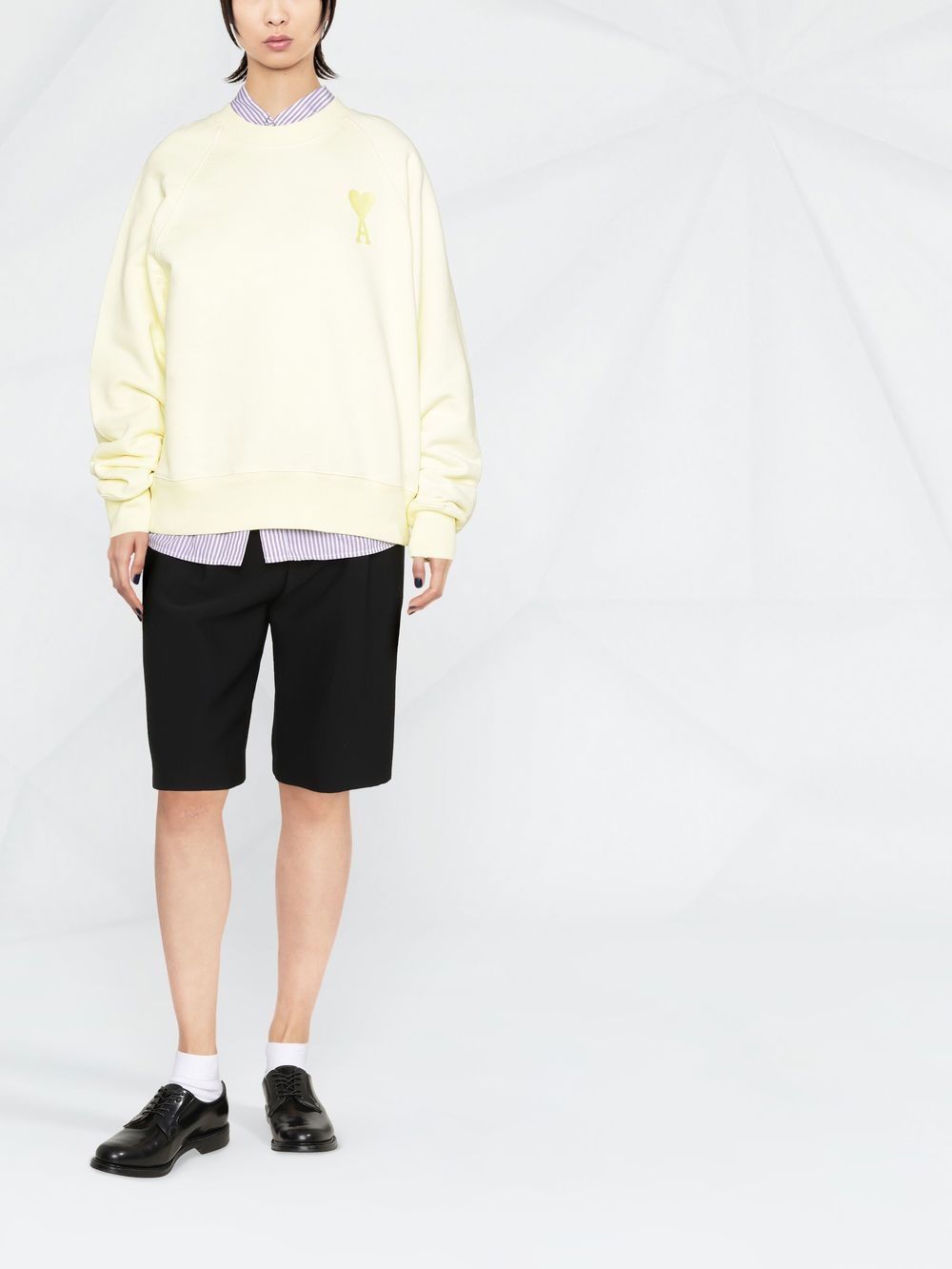 AMI De Coeur Sweatshirt Pale Yellow - MAISONDEFASHION.COM