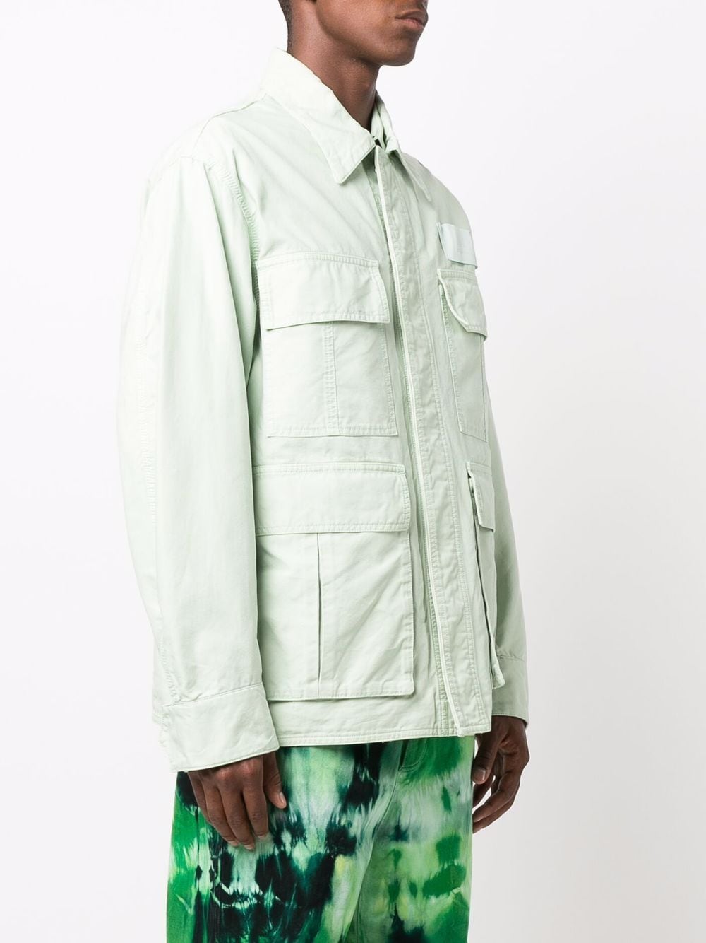 AMI Pocket-detail Shirt Jacket Aqua - MAISONDEFASHION.COM