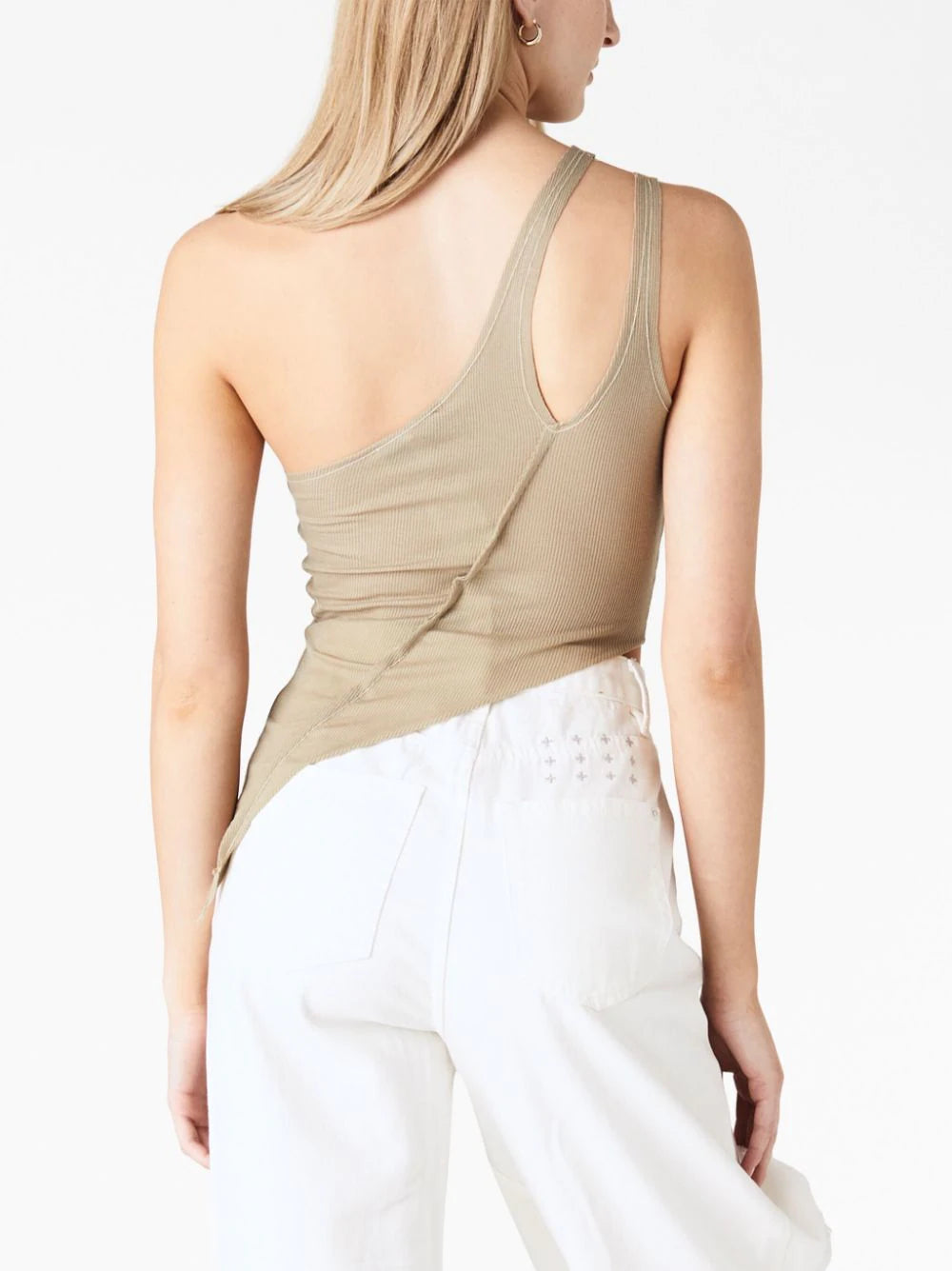 SAMI MIRO VINTAGE Women's Asymmetric One Shoulder Tank Top Taupe ...