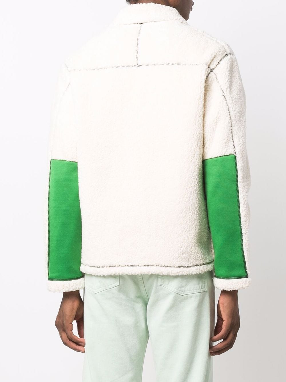 AMI De Cœur Zipped Jacket Off White/Green - MAISONDEFASHION.COM