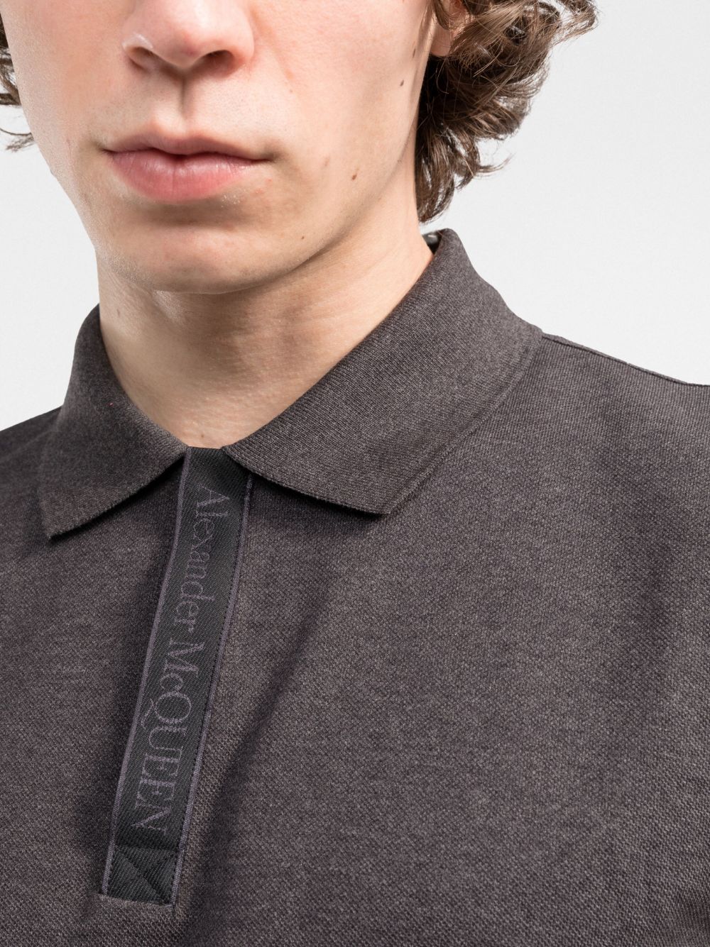 ALEXANDER MCQUEEN Logo Tape Polo Shirt Charcoal - MAISONDEFASHION.COM