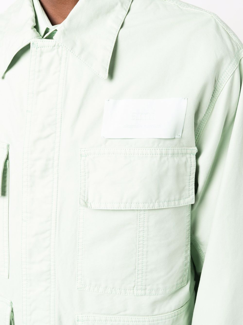 AMI Pocket-detail Shirt Jacket Aqua - MAISONDEFASHION.COM