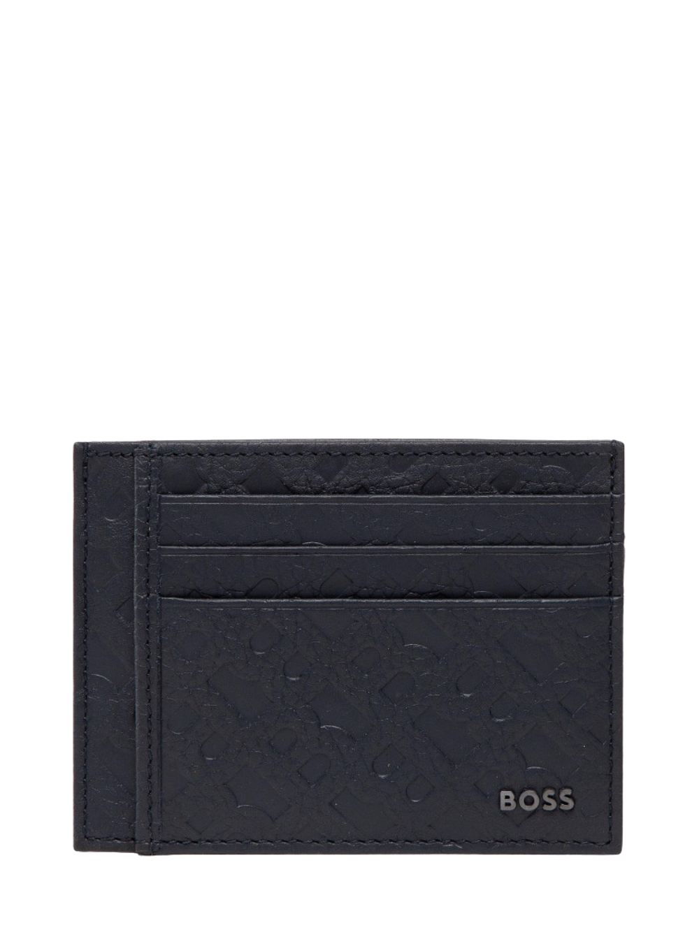 BOSS Monogram-embossed Card Holder Navy - MAISONDEFASHION.COM