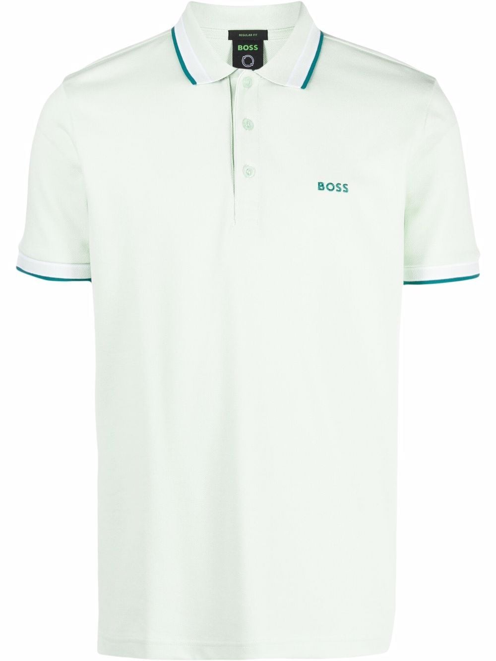 BOSS Logo-Print Polo Shirt Open Green - MAISONDEFASHION.COM