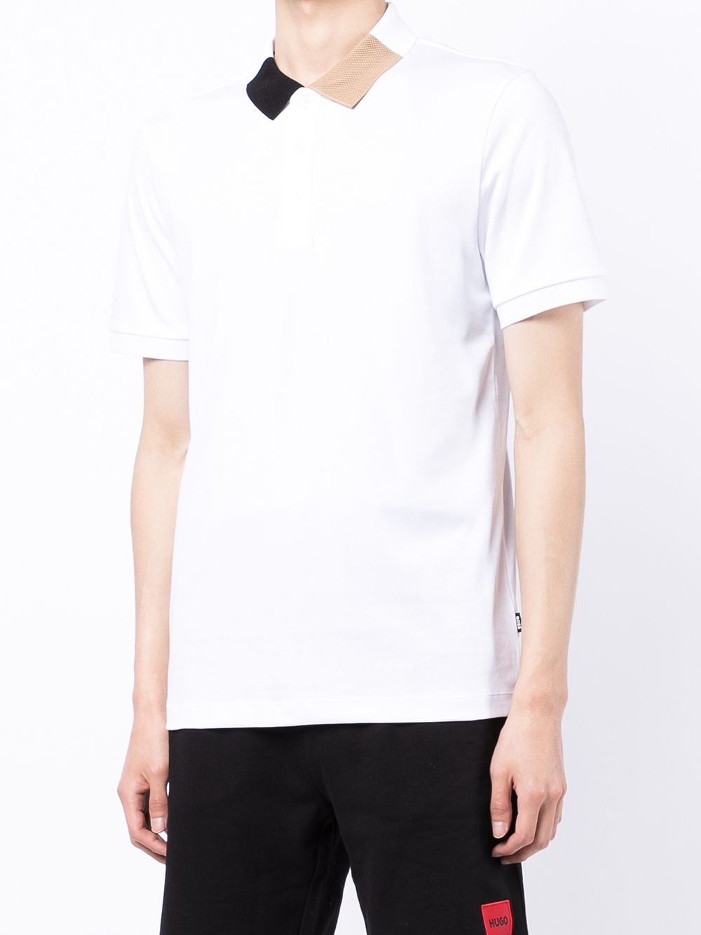 BOSS Colour-block Collar Polo Shirt White - MAISONDEFASHION.COM