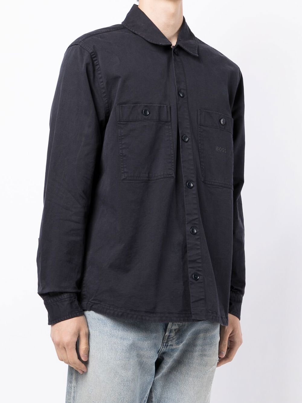 BOSS Long sleeve Shirt Jacket Dark Blue - MAISONDEFASHION.COM