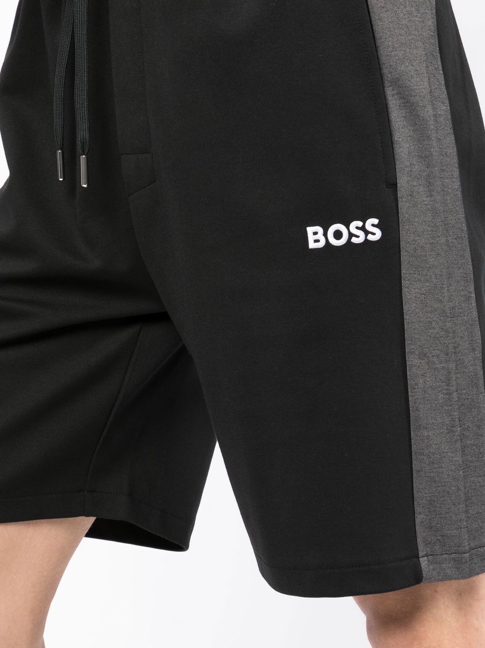 BOSS Embroidered-logo Track Shorts Black - MAISONDEFASHION.COM
