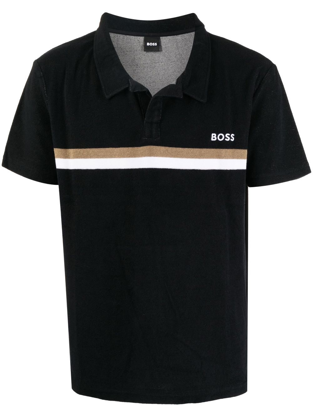 BOSS Embroidered-logo Detail Polo Shirt Black - MAISONDEFASHION.COM