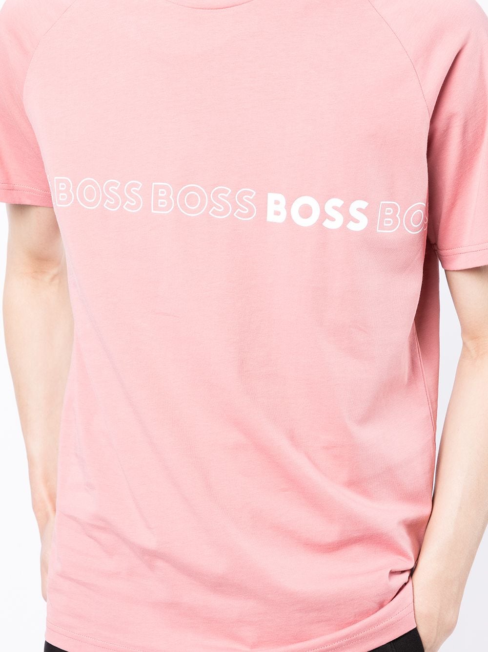 BOSS Logo-print T-shirt Open Pink - MAISONDEFASHION.COM