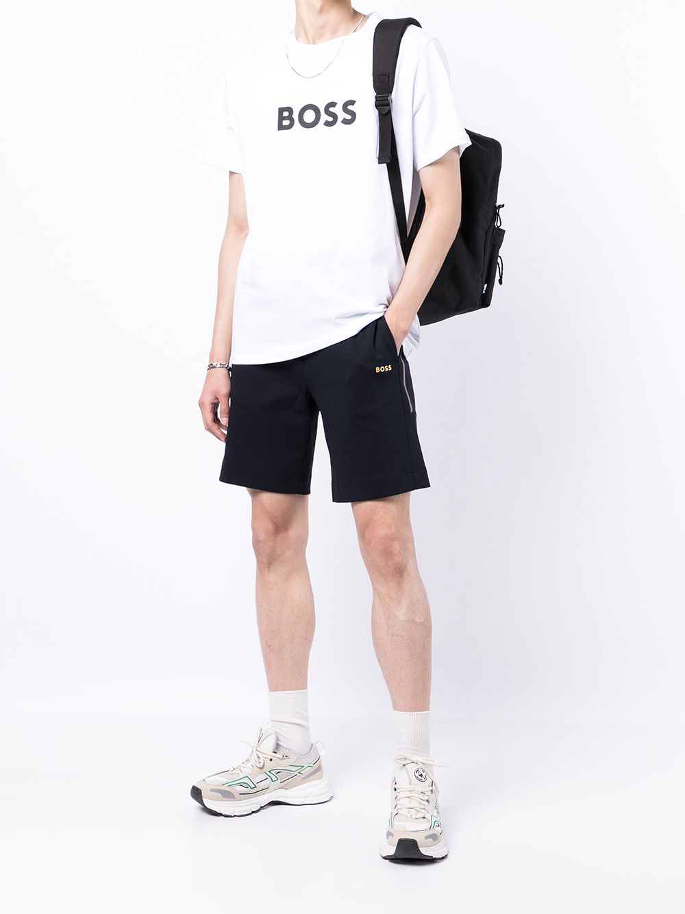 BOSS Logo-print T-shirt Natural White - MAISONDEFASHION.COM