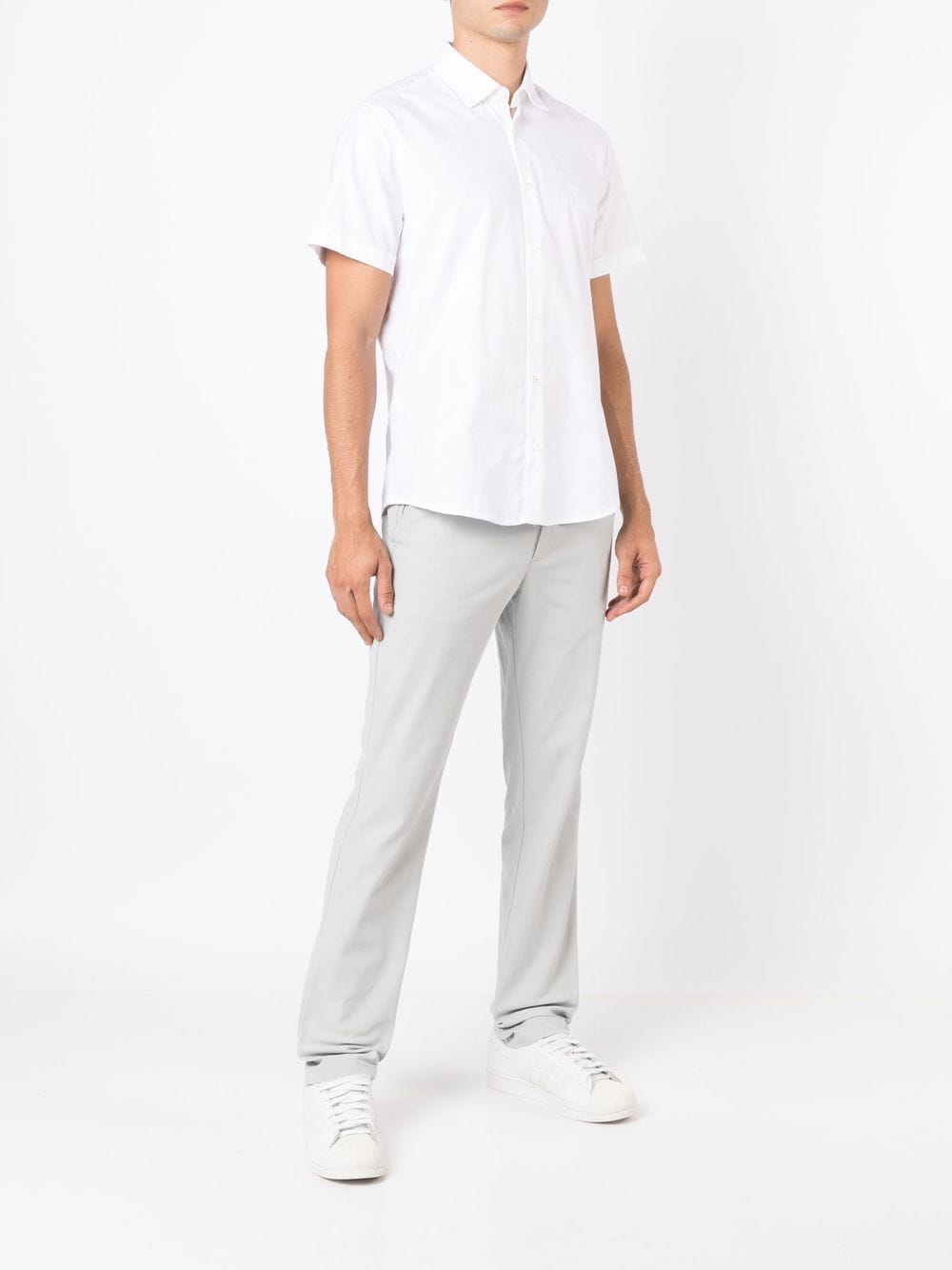 BOSS Button-down Short Sleeve Shirt White - MAISONDEFASHION.COM