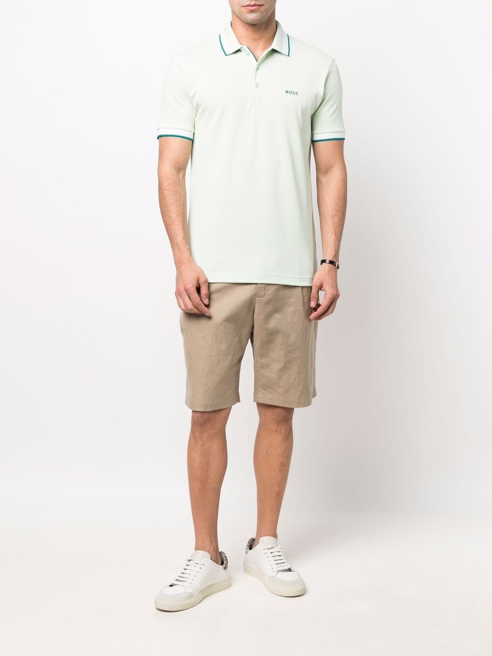 BOSS Logo-Print Polo Shirt Open Green - MAISONDEFASHION.COM