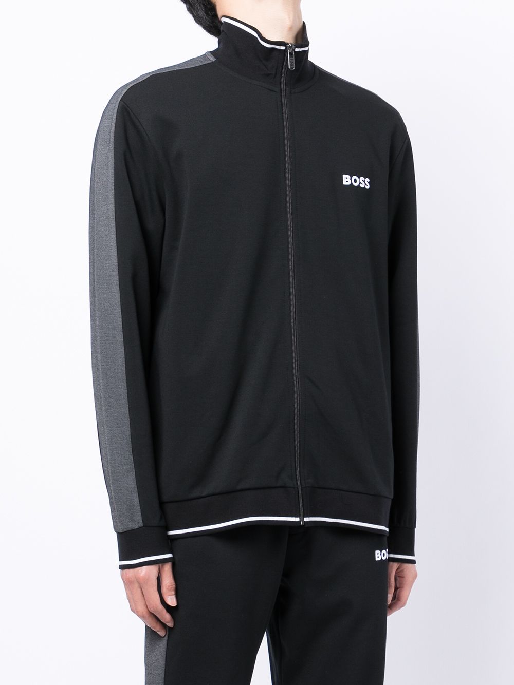 BOSS Logo-print Zip-up Sweatshirt Black - MAISONDEFASHION.COM
