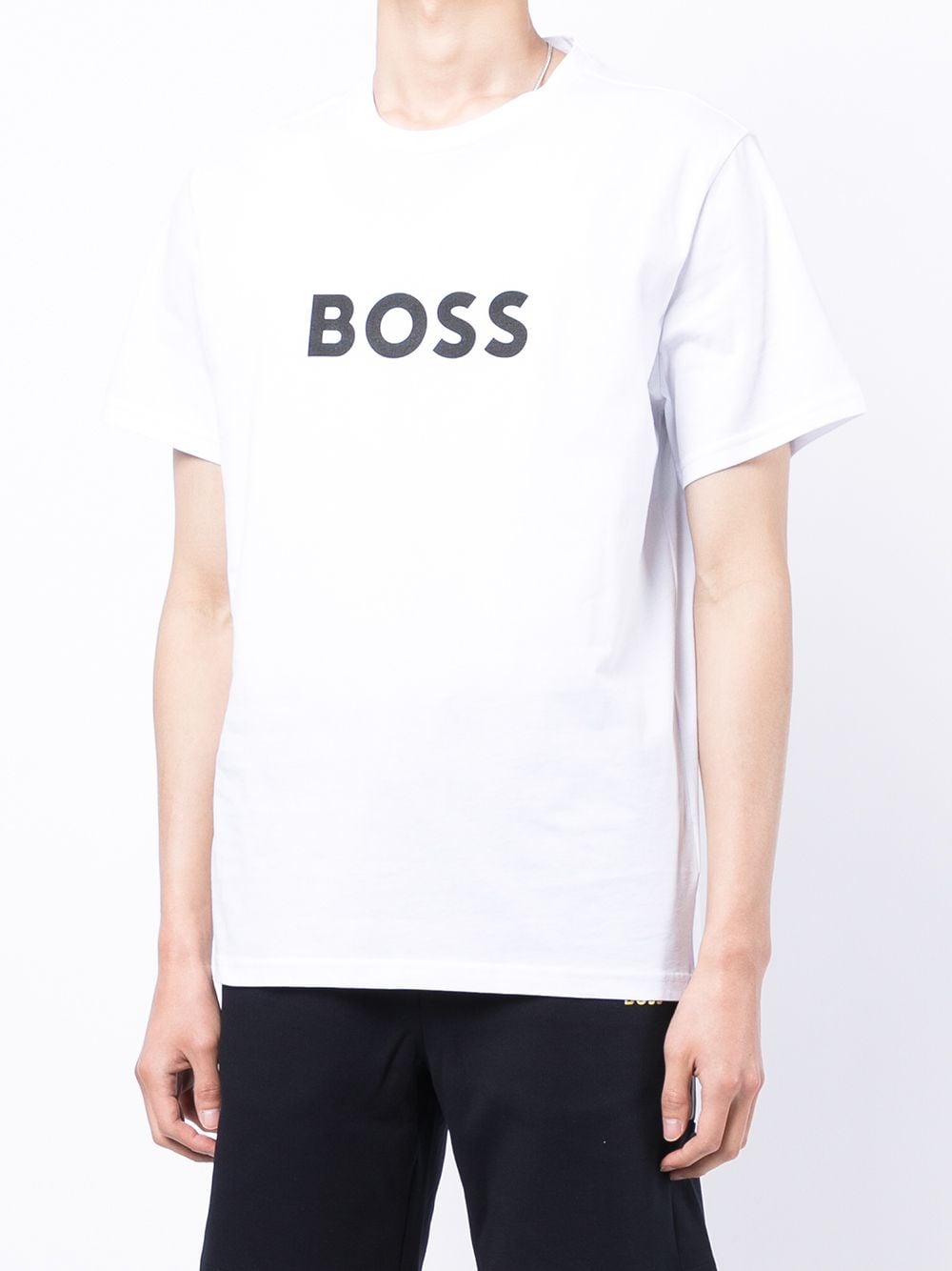 BOSS Logo-print T-shirt Natural White - MAISONDEFASHION.COM