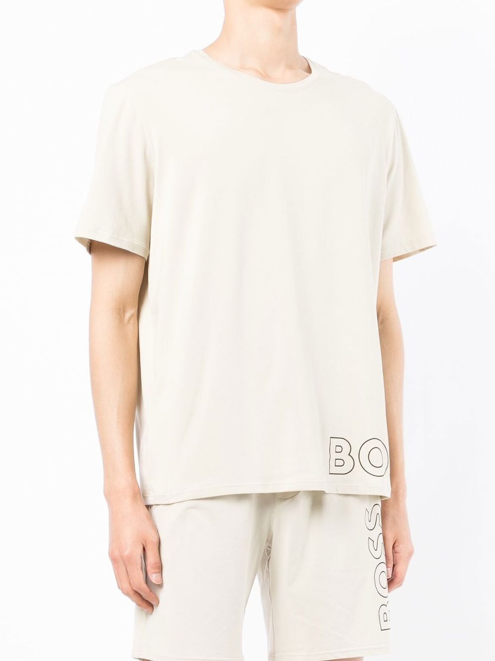 BOSS Identity Logo-print T-shirt Light Beige - MAISONDEFASHION.COM