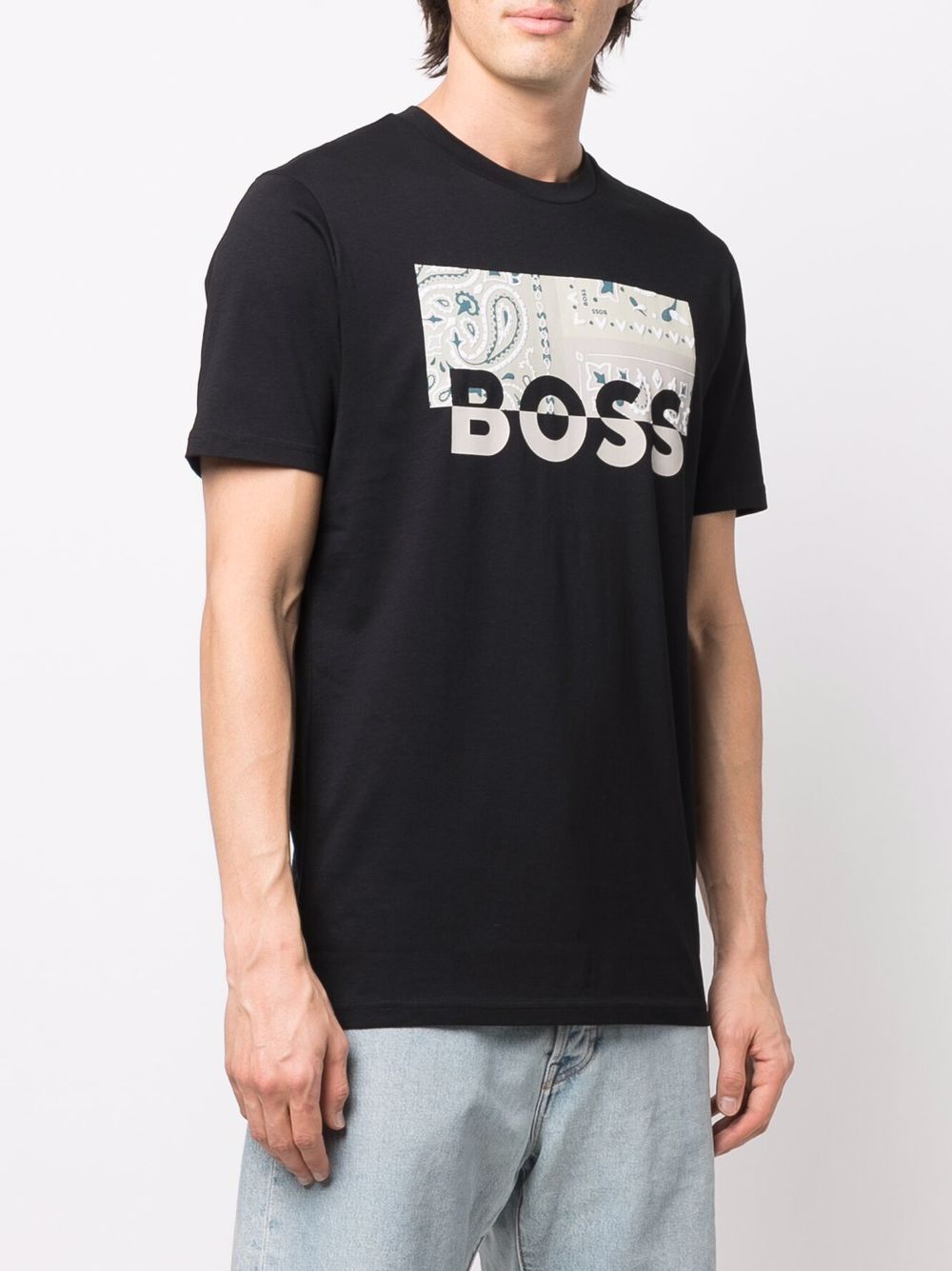 BOSS Logo Crew-neck T-shirt Black - MAISONDEFASHION.COM