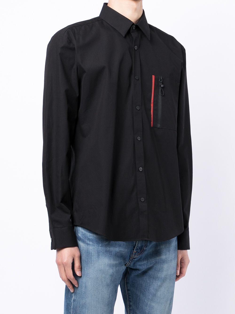 HUGO Zip-pocket Shirt Black - MAISONDEFASHION.COM