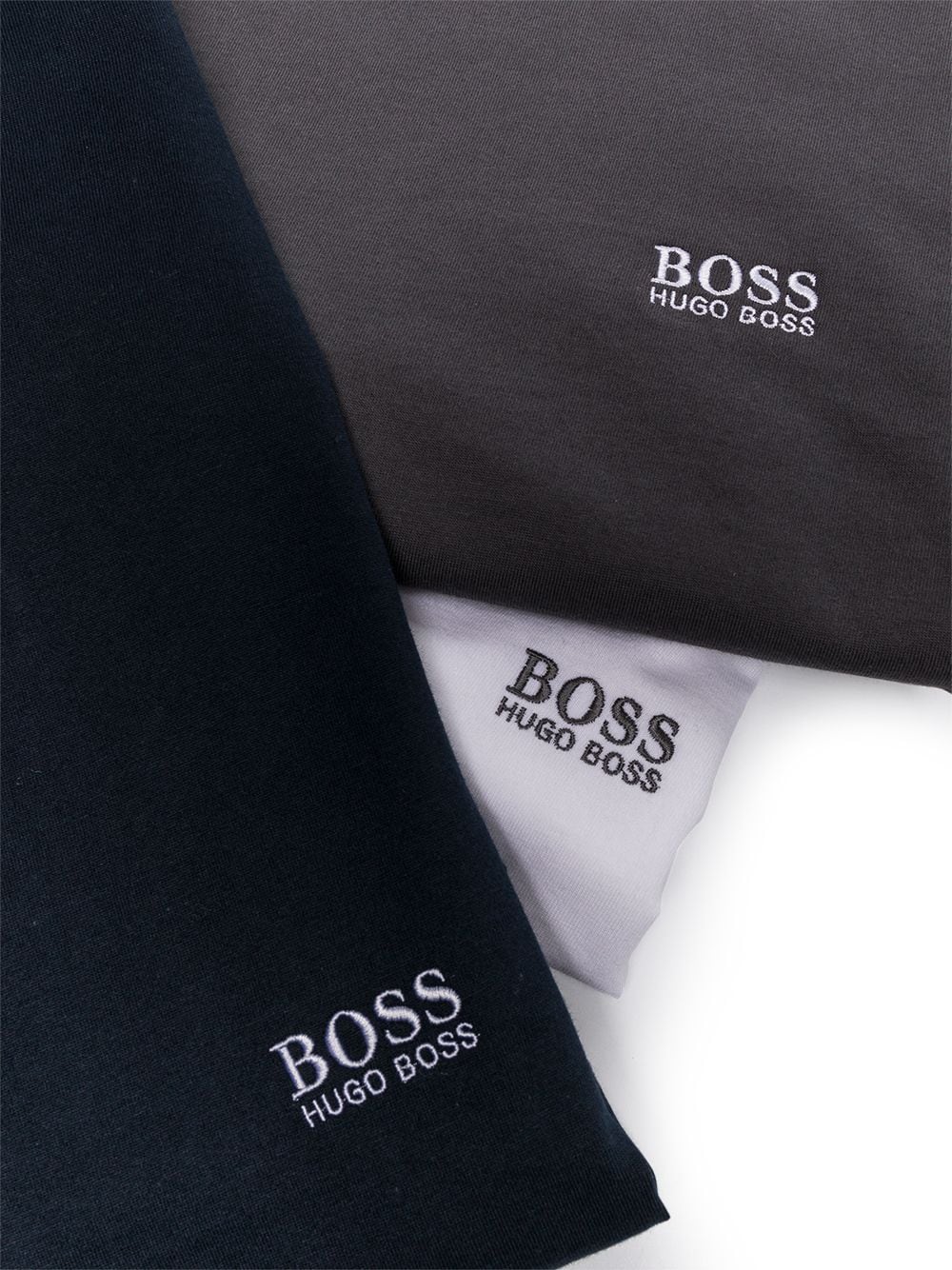 BOSS Three-pack Logo-print T-shirts White/Black/Grey - MAISONDEFASHION.COM