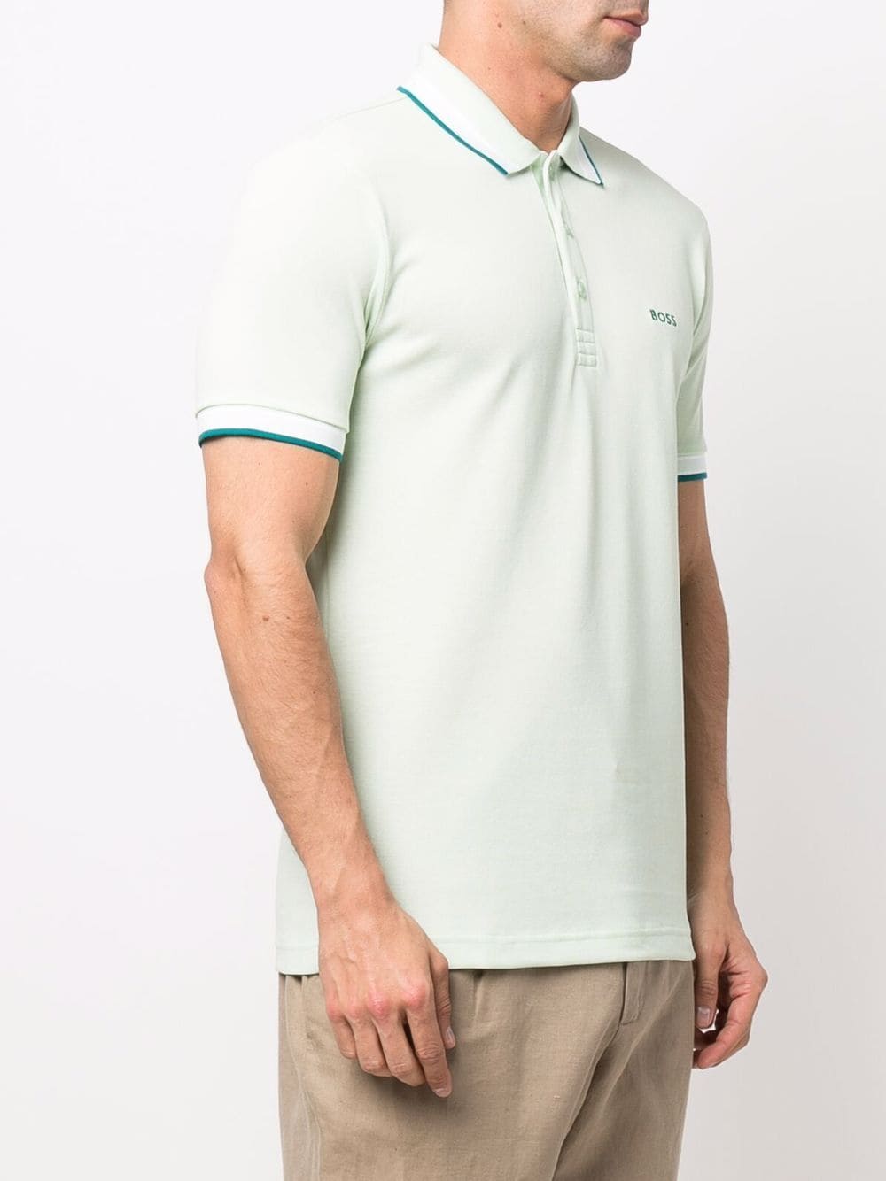 BOSS Logo-Print Polo Shirt Open Green - MAISONDEFASHION.COM