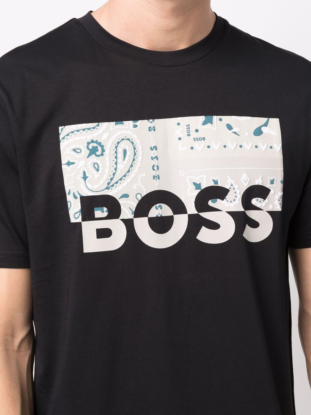 BOSS Logo Crew-neck T-shirt Black - MAISONDEFASHION.COM