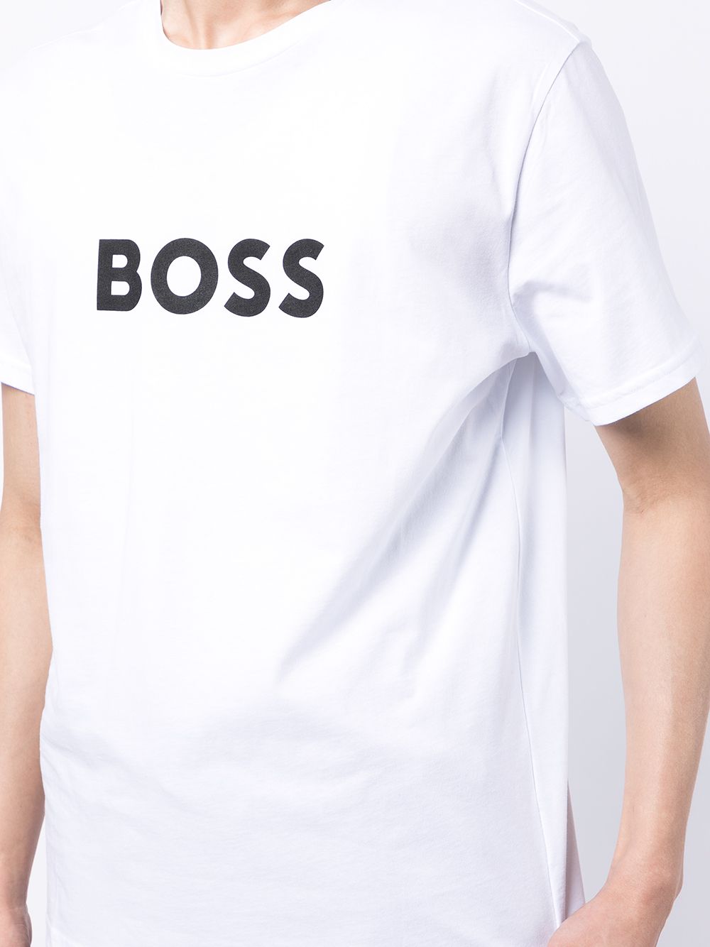 BOSS Logo-print T-shirt Natural White - MAISONDEFASHION.COM