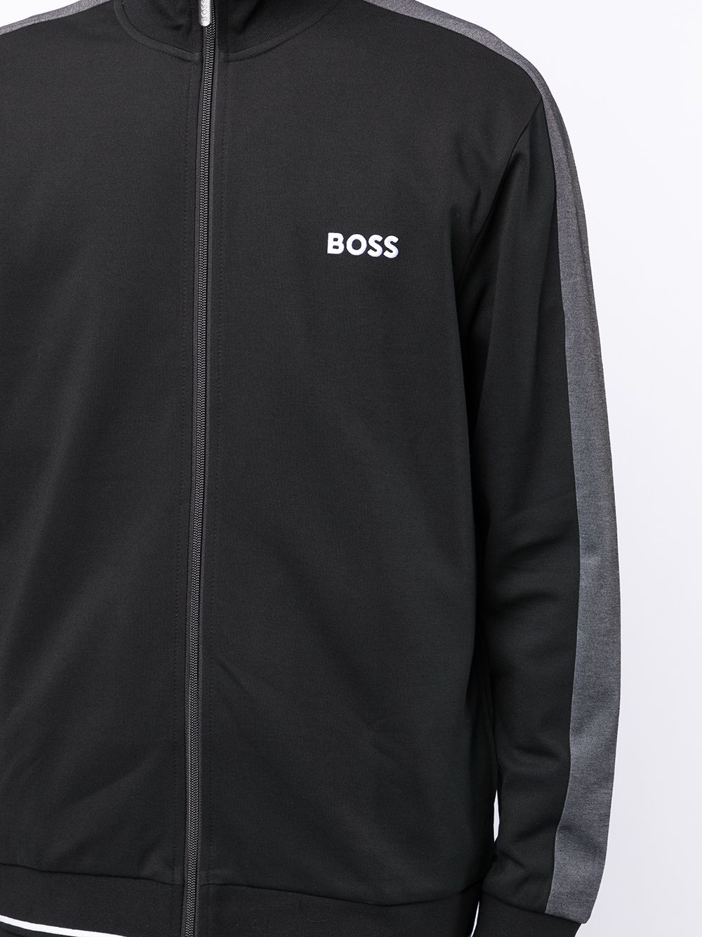 BOSS Logo-print Zip-up Sweatshirt Black - MAISONDEFASHION.COM