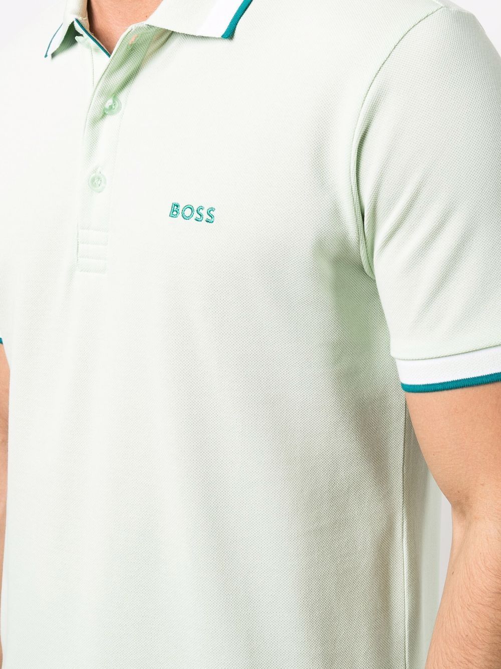 BOSS Logo-Print Polo Shirt Open Green - MAISONDEFASHION.COM