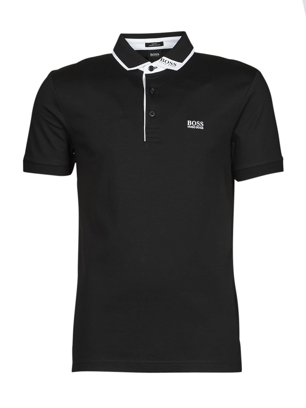 BOSS Contrast-trimmed polo shirt Black - MAISONDEFASHION.COM