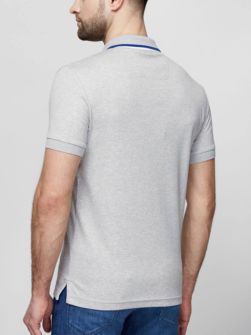 BOSS Contrast-trimmed polo shirt Grey - MAISONDEFASHION.COM