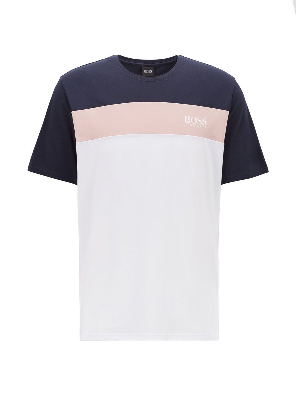 BOSS Colour-blocked T-shirt White/Navy - MAISONDEFASHION.COM