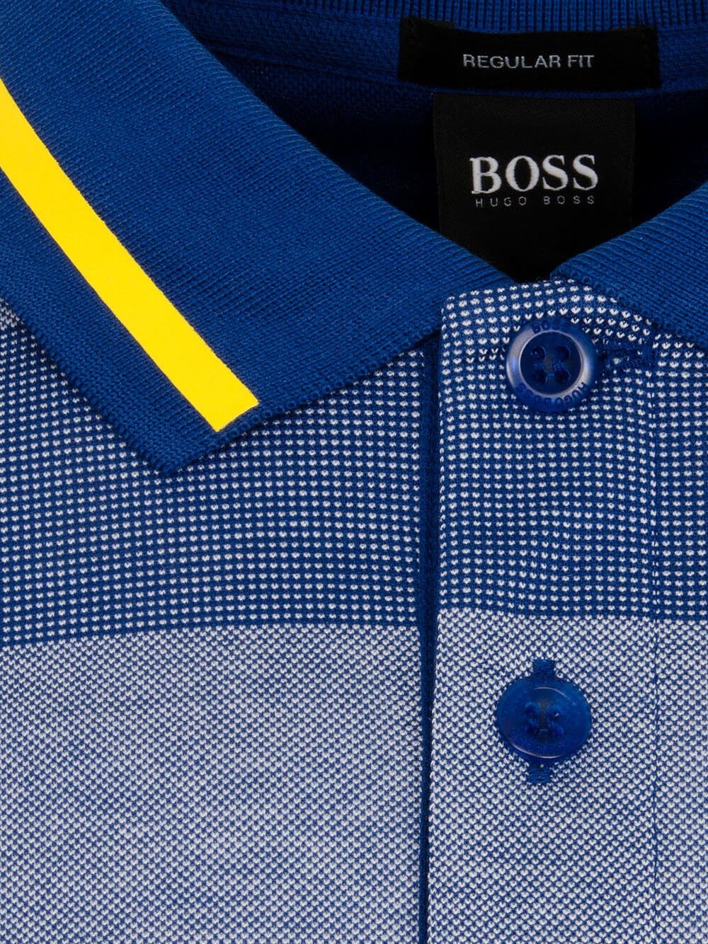 BOSS Paddy 4 Logo Polo Shirt Blue - MAISONDEFASHION.COM